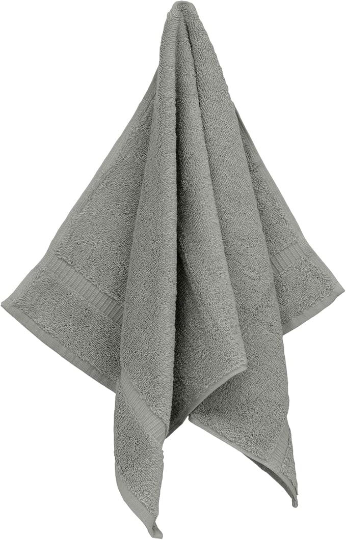 Monogrammed Hand Towel, Personalized Initial Gift, Extra Absorbent 100% Turkish Cotton - Soft Terry Finish - Set of 2 - Silver Block Initial I - Embroidered on Grey Towels
