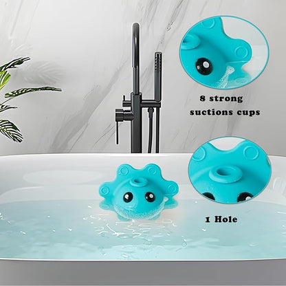 PandaEar Bathtub Overflow Drain Cover, Silicone Bath Tub Drain Stoppers, Bathroom Drain Cover, Blue