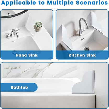 Shower Splash Guard Kit,Large Size Bath tub Corner Splash Guards Keep Water in Shower Bathroom Accessories with Self-Adhesive Suitable for Showers, Bath tubs, Kitchen Sinks (9.25"x9.25")