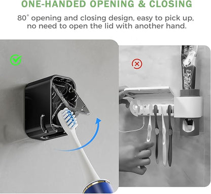 2-Pack Innovative Single Slot Toothbrush Holders with Cover – Wall-Mounted, Hygienic Storage for Bathroom & Shower, Ideal for Family and Travel