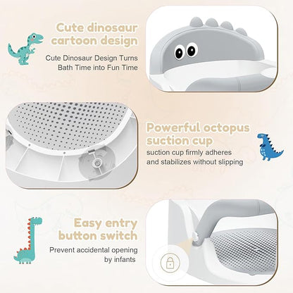 Baby Bath Seat for Babies 6 Months & Up Sitting Up, Non-Slip Baby Bath Chair with Suction Cup, Safe and Comfortable Portable Infant Bath Seat for Bathroom, Bathtub Tub, Easy to Clean (Grey)