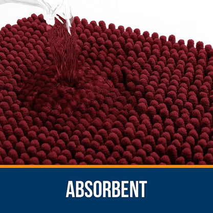 OLANLY Bathroom Rugs 47x20, Extra Soft Absorbent Chenille Bath Rugs, Rubber Backing Quick Dry, Machine Washable Bath Mats for Bathroom Floor, Tub and Shower, Home Decor Accessories, Burgundy