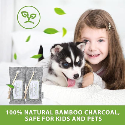 CLEVAST 6 Pack Activated Bamboo Charcoal Air Purifying Bags(6x60g), Natural Fresh Odor Absorber, Deodorizer and Moisture Eliminator, Air Purifier Bags for Home, Closet, Shoes, Car Air freshener