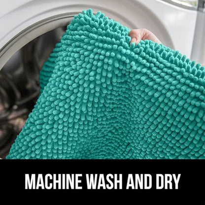 GORILLA GRIP Bath Rug Mat 30x20, Soft Absorbent Chenille, Quick Dry Microfiber Mats, Rubber Backing Washable Shower Floor Rugs, Bathmat Runner, US Designed Bathroom Home Decor Accessories Turquoise