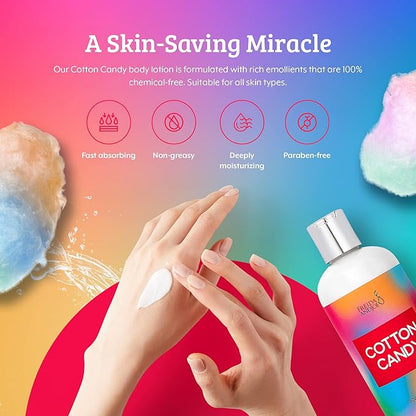 Home Spa Gift 10oz Deep Moisturizing Fragrance Body Lotion & 8 oz. Fine Fragrance Body Mist Set Luxury Self-Care Combo for Women and Girls (Cotton Candy)