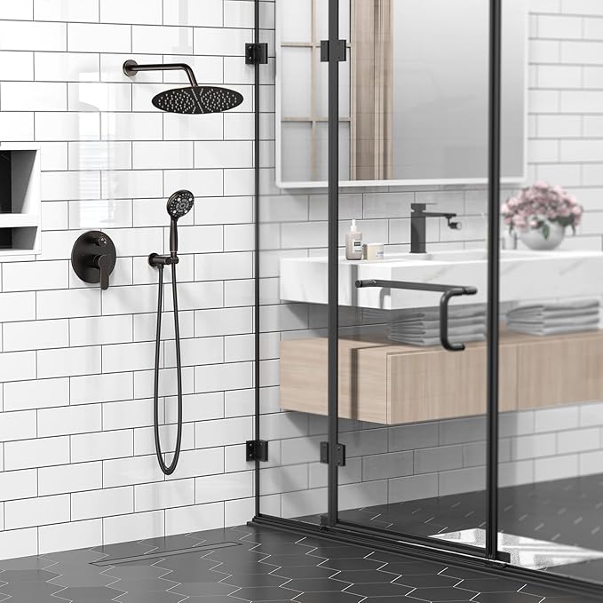 SR SUN RISE Shower Faucet - 12 Inch Multifunctional High Pressure Shower Head System with Handheld Shower Head Fixtures - Valve Included - Oil Rubbed Bronze