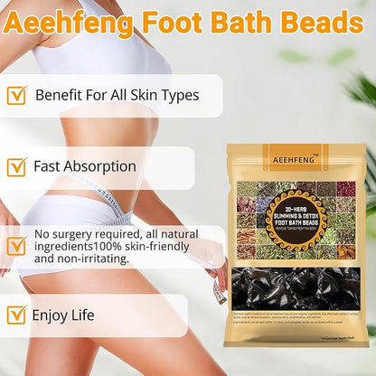 30-Herb Detox Foot Bath Beads, Professional Herbal Detox Foot Soak Beads, Detox and Shaping Cleansing Foot Soak for Men and Women (4 PCS)