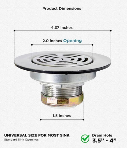 Highcraft 97I3 Flat Stainless Steel RV Mobile Shower Strainer - Drain Assembly for Kitchen or Laundry Sinks