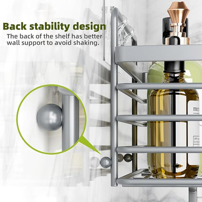 Yougai Shower Caddy 3 Pack, Adhesive Shower Shelf Organizer Rack, Rustproof Stainless Steel Bathroom Organizers and Storage, Large Capacity Wall Mounted No Drilling Bathroom Accessories