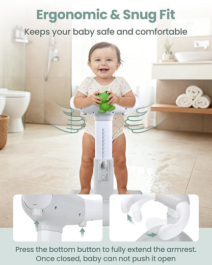Baby Shower Stand for Infant to Toddler 6–36 Months, Baby Bath Stand Support with Adjustable Height, Anti-Slip Stable Design, Multi-Purpose Toddler Bath Helper, Infant Shower Gifts, Gray