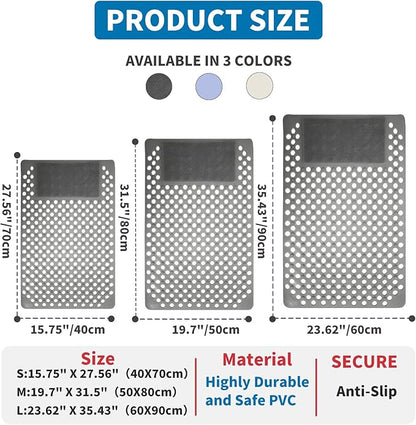 Bath Tub Shower Mat with Soft Shower Foot Scrubber Mat for Massage,Non Slip Bathtub Mat with Strong Suction Cups, Silicone Shower Foot Scrubber Mat (Gray, 31.5" X 19.7"(Rectangular))