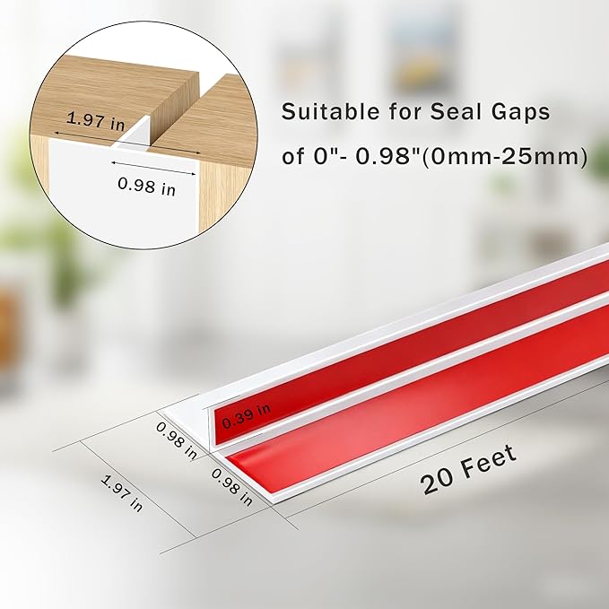 20Ft T-Shaped Door Draft Stopper, Silicone Weather Stripping Seal Tape for Doors and Windows - White, 2" Wide (50mm)