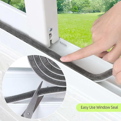 2Pack MILEQEE Door Brush Seal, 66Feet Total, Felt Pile Weather Stripping for Doors, Weather Strip for Windows Cabinet, Self Adhesive Draft Blocker, Dust Stopper Sliding Door Seal Winter, Grey 20m
