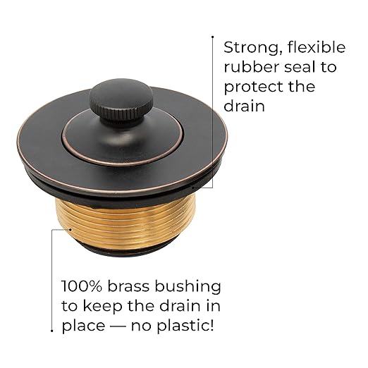 Dorence Lift and Turn Bathtub Drain Assembly Conversion Kit - Trim Waste; Single Hole Overflow Face Plate - All Brass Construction Bathtub Parts - Oil Rubbed Bronze Bathroom Tub Stopper