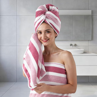 REDKISS Ultra Soft Bath Towel Set 6-Piece 35"x70" | 100% Microfiber, Highly Absorbent | Quick Dry Towels for Bathroom, Spa, Gym | 2 Bath, 2 Hand, 2 Washcloths | Pinkish-red