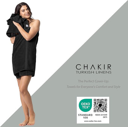 Chakir Turkish Linens | Hotel & Spa Quality 100% Cotton Premium Turkish Towels | Soft & Absorbent (4-Piece Bath Towels, Black)