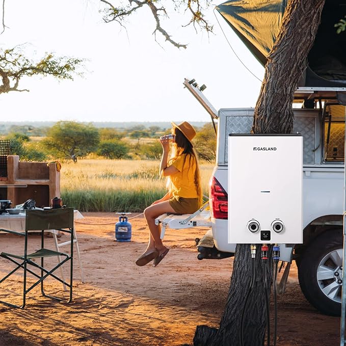 GASLAND Goshower 2.64GPM Outdoor Propane Tankless Water Heater 10L, Compact Portable Hot Water heater with Pump & Pipe Strainer for Off Grid, Portable Camping Water Heater, 68,000 BTU, G10 Pro