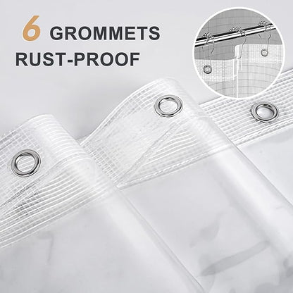 AmazerBath Heavy Duty Stall Shower Curtain Liner 12 Gauge, 36 x 72 Inches Clear Weighted Plastic Shower Liner with 2 Weighted Stones and 6 Rustproof Metal Grommet