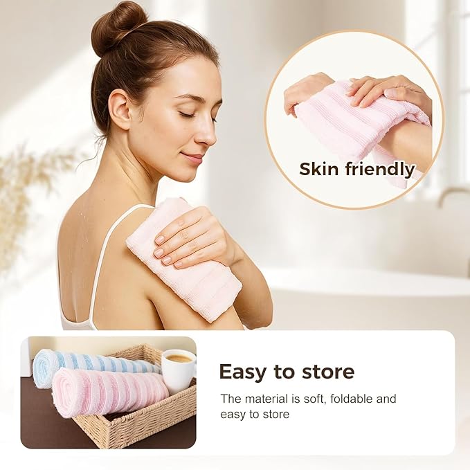 3PCS Exfoliating Shower Towel,2026 New Premium Scrub Wash Back Bath Cloth for Body Face,Exfoliating Washcloth Back Body Scrubber for Home（#Grid）