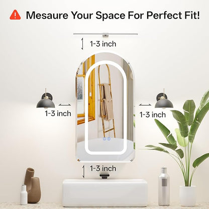 LED Arched Bathroom Medicine Cabinet with Mirror, No Assembly Needed, Recessed or Surface Mount Wall Storage Cabinet, Mirror Cabinet with Tissue Slot (Bevel-LED, 29.5" L x 15.7" W)