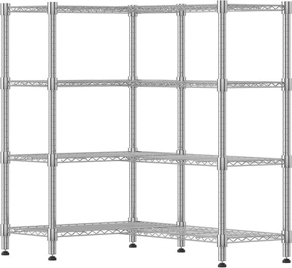 Himimi 4-Tier Heavy Duty Metal Storage Rack, 1200LBS Adjustable Wire Shelving for Storage, Standing Storage Shelf Units for Kitchen Garage Pantry Laundry, 60" W x 14" D x 60" H, Silver
