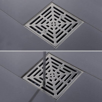4-1/4"Square Brushed Nickel Shower Drain，Base with Adjustable Drain Flange Kit PVC,Removable Grille Strainer Drain Cover with Screws,SUS304 Stainless Steel
