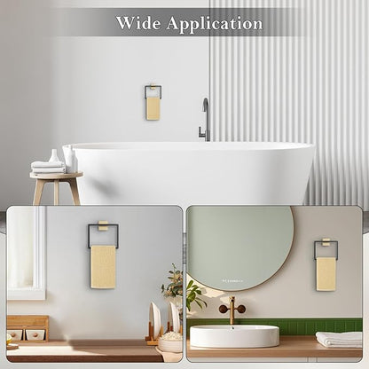 2-Piece Black Gold Towel Ring,Hand Towel Holder,Modern Towel Holder Stainless Steel Towel Rack Wall-Mounted Bathroom Towel Ring