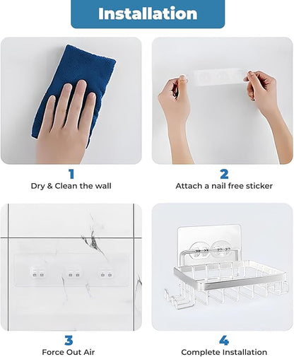 Fab Glass and Mirror 5-Pack Shower Caddy, Chrome- Shower Organizer & Shelves for Efficient Storage, Bathroom Caddy for Wall Organizer, Durable Showers Wall Caddy