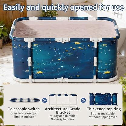 Portable Foldable Ice Bath Tub, Large Portable Soaking Bath Tub for Home Outdoors Gyms (Cosmic Planets)