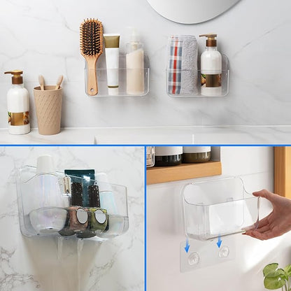 Diesisa 2pc Acrylic Wall Mount Organizer, Adhesive Clear Cabinet Door Organizer,Acrylic Shelves for Wall,No Drilling Hang Walls,with Self Adhesive Tape, for Bathroom, Kitchen, Living Room