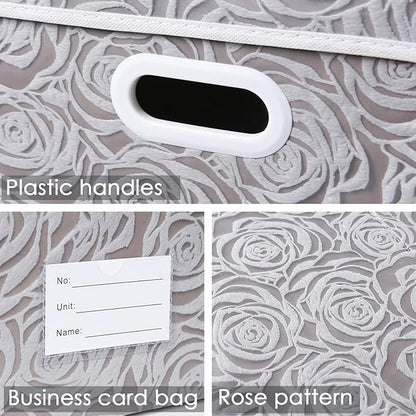 PRANDOM Extra Large Collapsible Storage Boxes with Lids Fabric Decorative Storage Bins Cubes Organizer Baskets with Cover Handles Divider for Bedroom Closet Living Room 19.7x15.7x11.6 Inch 3 Pack