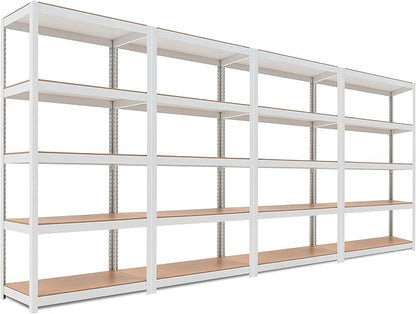 HOMEDANT House 5 Tier Laminated Metal Shelving Unit Adjustable Storage Utility Rack Heavy Duty Shelves Organization Multipurpose Shelf Kitchen Garage Pantry Closet (4, (M) 36.2" W, White)