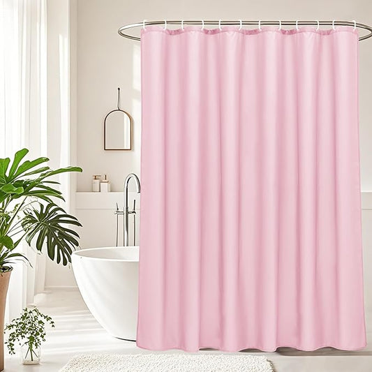 AooHome Extra Long 72x78 inch Shower Liner, Fabric Solid Color Shower Curtain Liner with Hooks, Weighted Hem, Water Repellent, Pink
