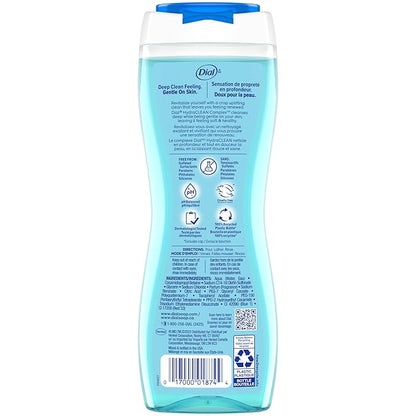 Dial Body Wash, Refresh & Renew Spring Water, 16 Fl Oz (Pack of 4), Hydraclean Complex & Vitamin E, Gentle, Leaves Skin Feeling Nourished, Dermatologist-Tested, No Parabens & Sulfates