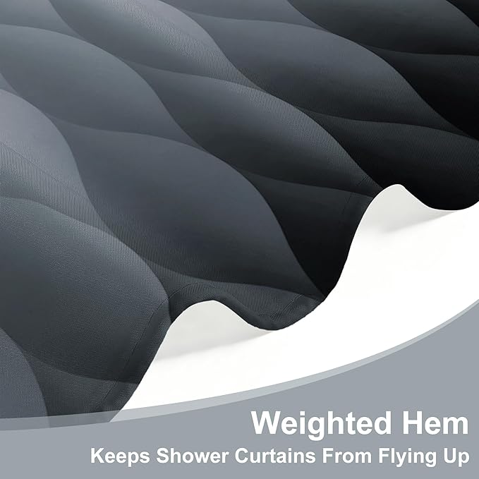 Grey Ombre Shower Curtain, Modern Geometric Shower Curtain Set, Washable Polyester Fabric for Bathroom, Weighted Hem, 72 x 72 inch