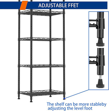 REGILLER 6 Wire Shelving Steel Storage Rack Adjustable Unit Shelves for Laundry Bathroom Kitchen Pantry Closet(Black,11.7" D x 16.8" W x 63" H)