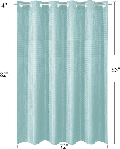 MitoVilla No Hooks Needed Turquoise Extra Long Shower Curtain Liner Set, Teal 86 inch XL Heavyweight Waffle Fabric Cloth Shower Curtains Set with Snap-in Liner for Modern Luxury Hotel Bathroom Decor