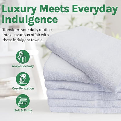 Towels N More Washcloth (60 White) - 100% Cotton Washcloth 12 x 12 - Highly Absorbent Bathroom washcloths, All Purpose Cleaning Towels, Face Towels (60)