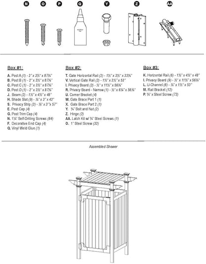 Zippity Outdoor Products Hampton Shower Enclosure - 89"H x 62"W x 47"L White Vinyl Privacy Kit with Door for Pool & Beach, Model ZP19009
