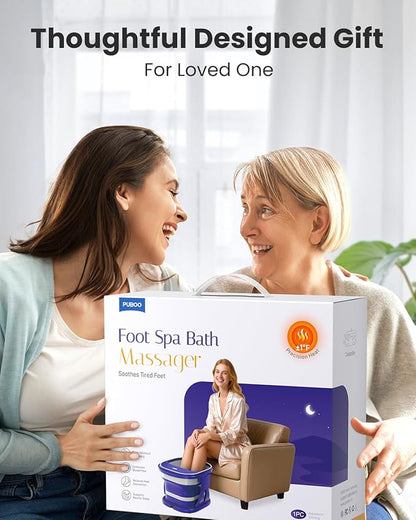 Puboo Collapsible Foot Spa Bath Massager with Heat, 95-115°F Precise Temp Control, Motorized Massage Rollers, Heated Foot Bath Soak Tub, Fits US Men’s Size 11, Gift for Christmas, New Year