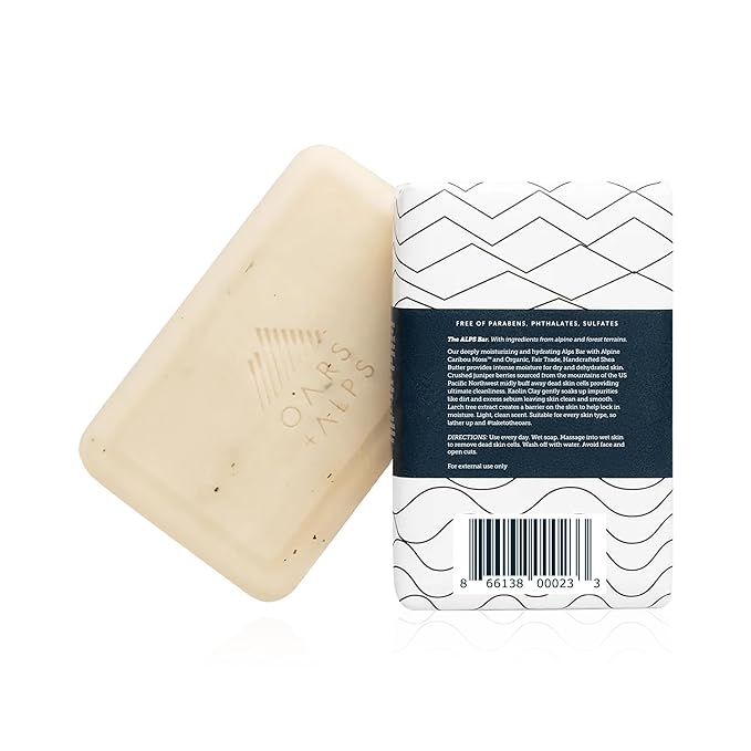 Oars + Alps Moisturizing Bar Soap for Men, Men's Bar Soap with Shea Butter & Jojoba Oil, Hydrating Dermatologist Tested & Made with Natural Clean Ingredients, Travel Size, 1pk, 6oz