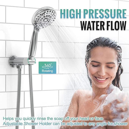 SR SUN RISE Shower Faucet - 16 Inch Multifunctional High Pressure Shower Head System with Handheld Shower Head Fixtures - Valve Included - Polished Chrome