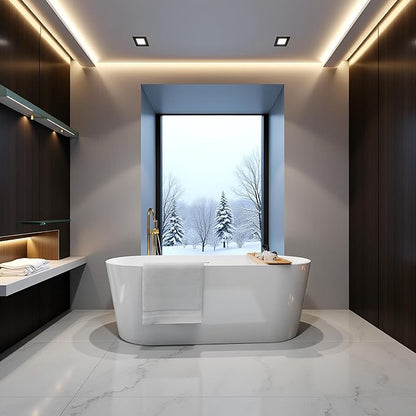 67" Acrylic Freestanding Bathtubs, Stand Alone Tub, Soaking Tubs for Bathroom, Integrated Overflow and Drain, cUPC Certified, Gloss White
