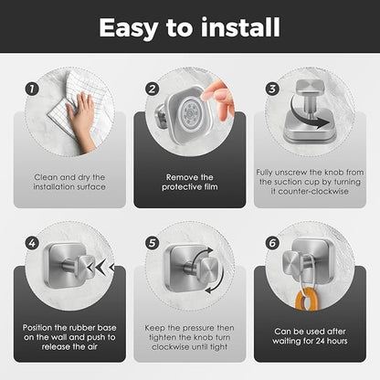 Shower Hooks for Inside Shower,Reusable Suction Cup Hooks for Glass Window,Mirror,Removable Towel Hooks for Bathroom,2 Pack(Silver)