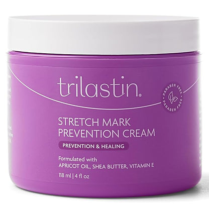 TriLASTIN Maternity 4oz Stretch Mark Cream & 3.4oz Nourishing Body Oil Bundle | Pregnancy Skincare Gift for First-Time Moms