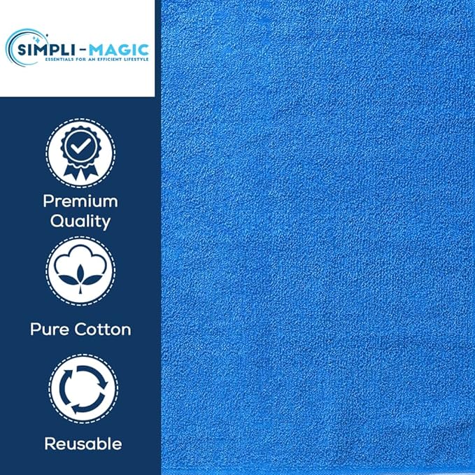 Simpli-Magic Cotton Hand Towels, 12 Pack, 16” x 27”, Blue
