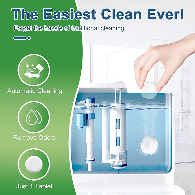 Toilet Bowl Cleaners, Bleach Tablets 100 PACK, Automatic Cleaner for Tank, Effectively Eliminate Limescale, Stains & Odor, Continuous Cleaning for Bathroom & Toilet