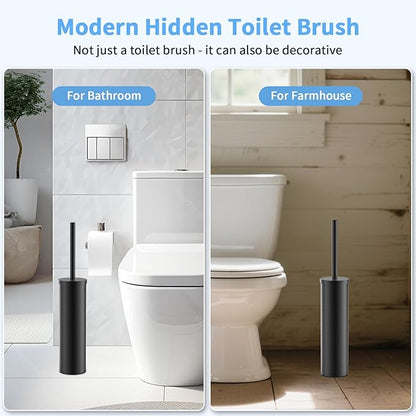 Stainless Steel Toilet Brush and Holder Set Oil Rubbed Matte Black Heavy Duty Toilet Bowl Brush with Long Handle for Bathroom and Farmhouse