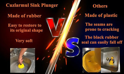 Sink Plunger, Easy to use Mini Plunger with Short Handle, Powerful Plunger Unclogging Tool for Kitchen Sink, Shower, Bathroom Drains, Bath, Yellow