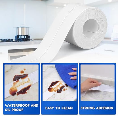 ESRICH White Caulk Tape,5 Rolls Caulk Tape Waterproof Self Adhesive, Toilet Caulking Strip for Bathtub, Kitchen, Countertop,Sink,Wall Tile Edge Peel and Stick Caulking Sealing Tool (1.5" x10Ft)